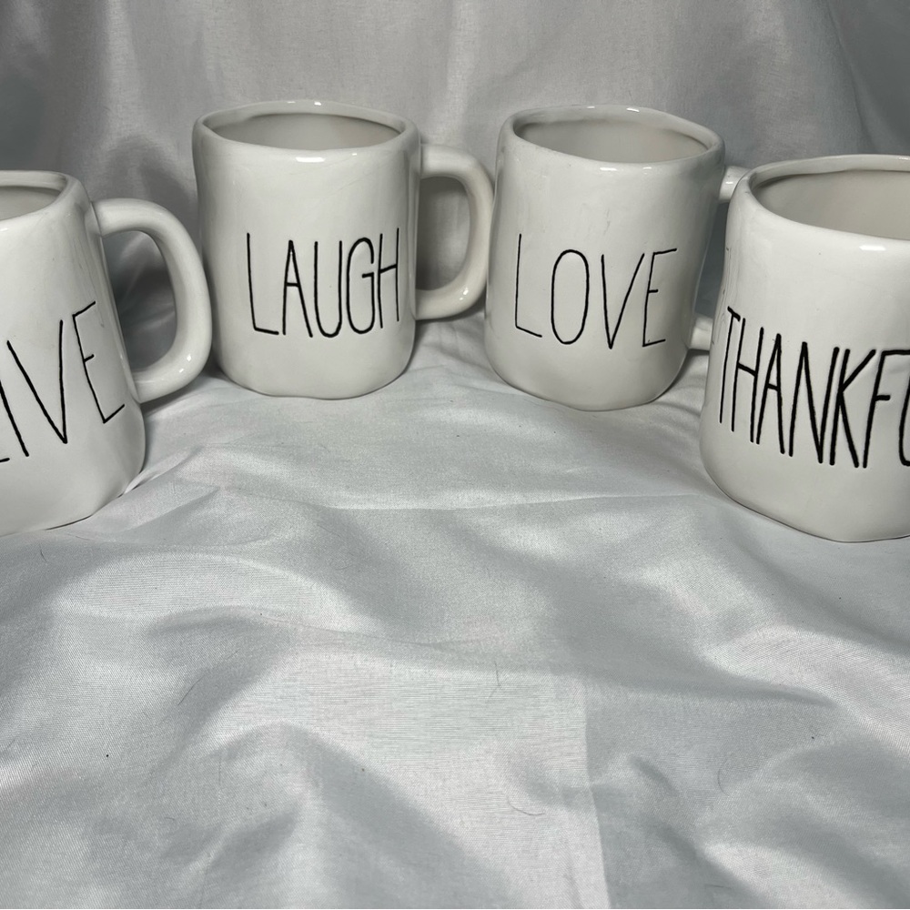 Parini 4 Pcs Ceramic Coffee Mug Set Thankful Live Laugh Love Rae Dunn Inspired